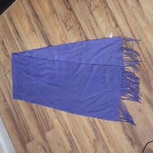 ENYA MONTANONI Blue Purple Cashmere Fringed Scarf